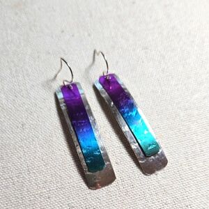 MARK STEEL HANDCRAFTED IRIDESCENT DANGLE EARRINGS